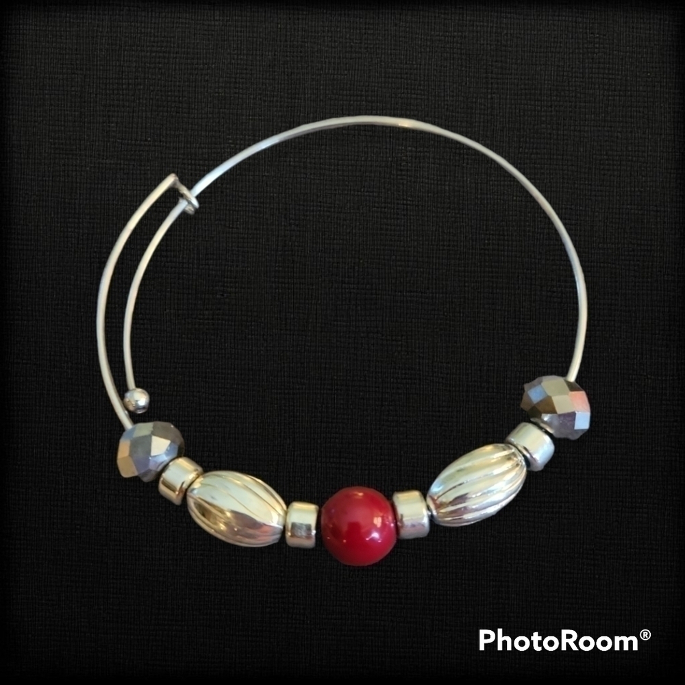 3/$30 Silver Beaded Bangle Bracelet